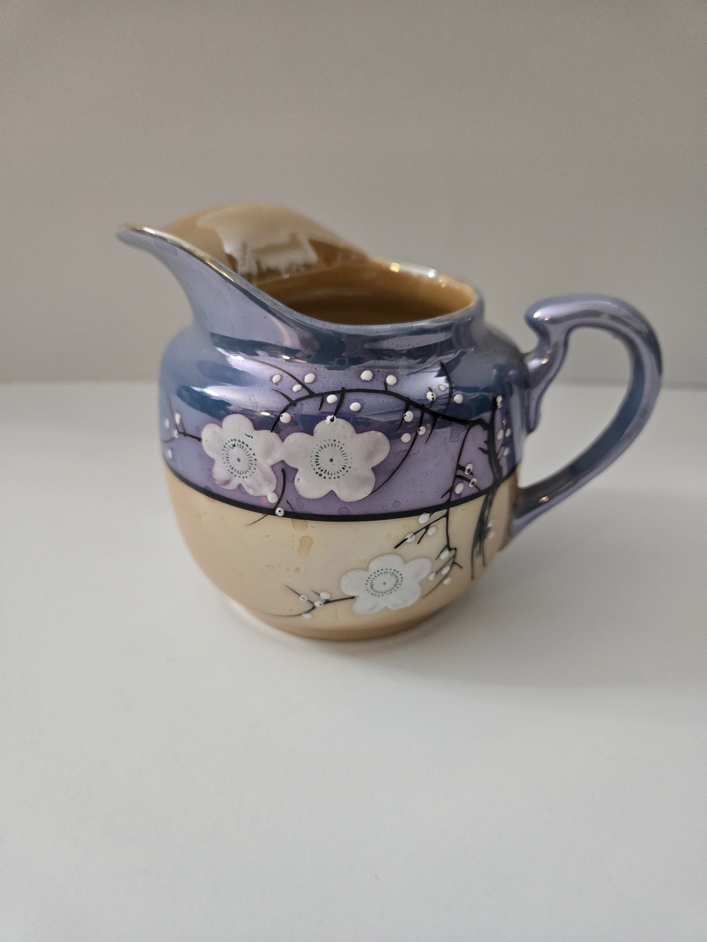 Takito Lusterware Cherry Blossom Creamer Pitcher Hand Painted Japan, Vintage